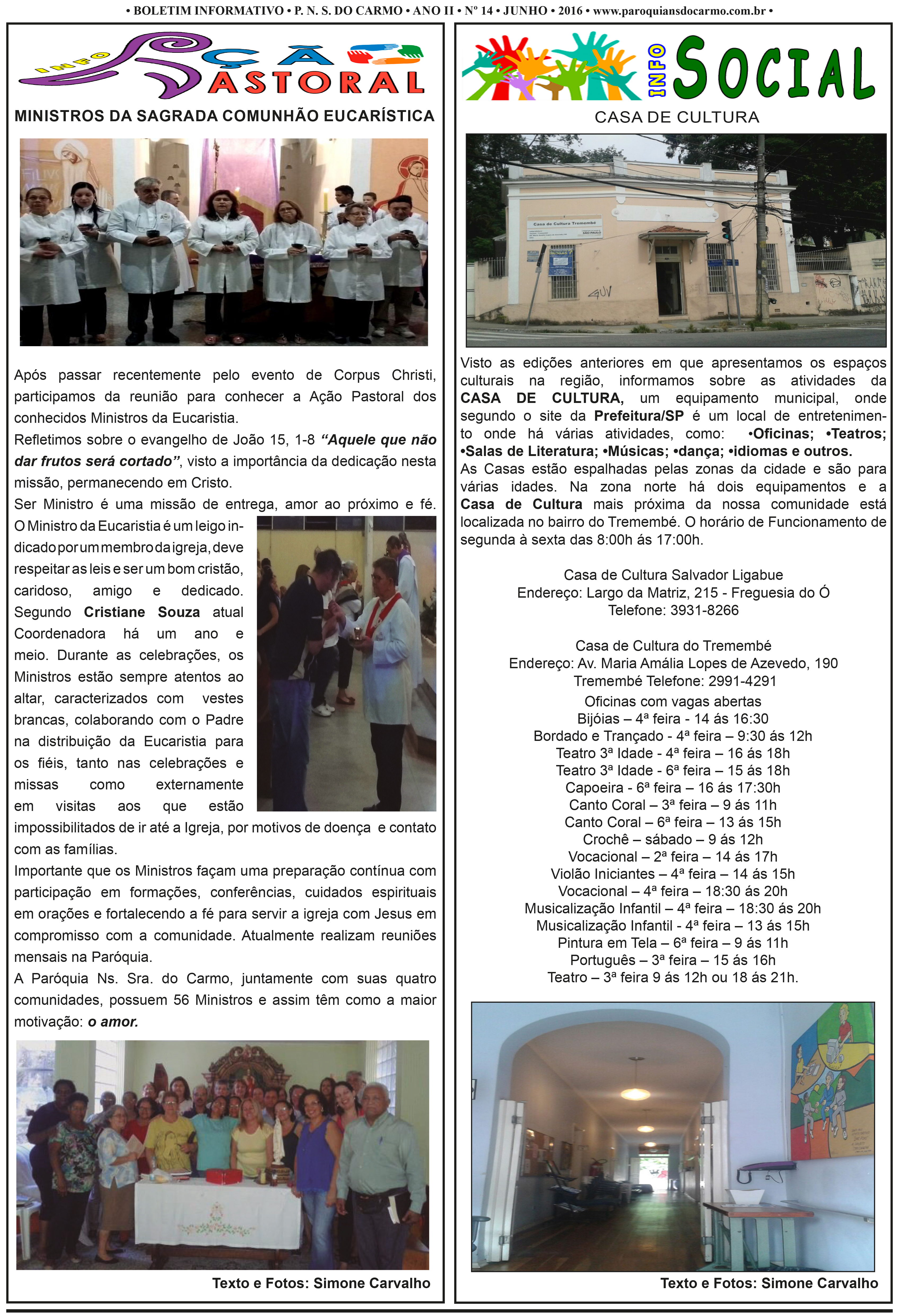 Info Carmo - Jornal da Paróquia Nossa Senhora do Carmo - Vila Paulistana