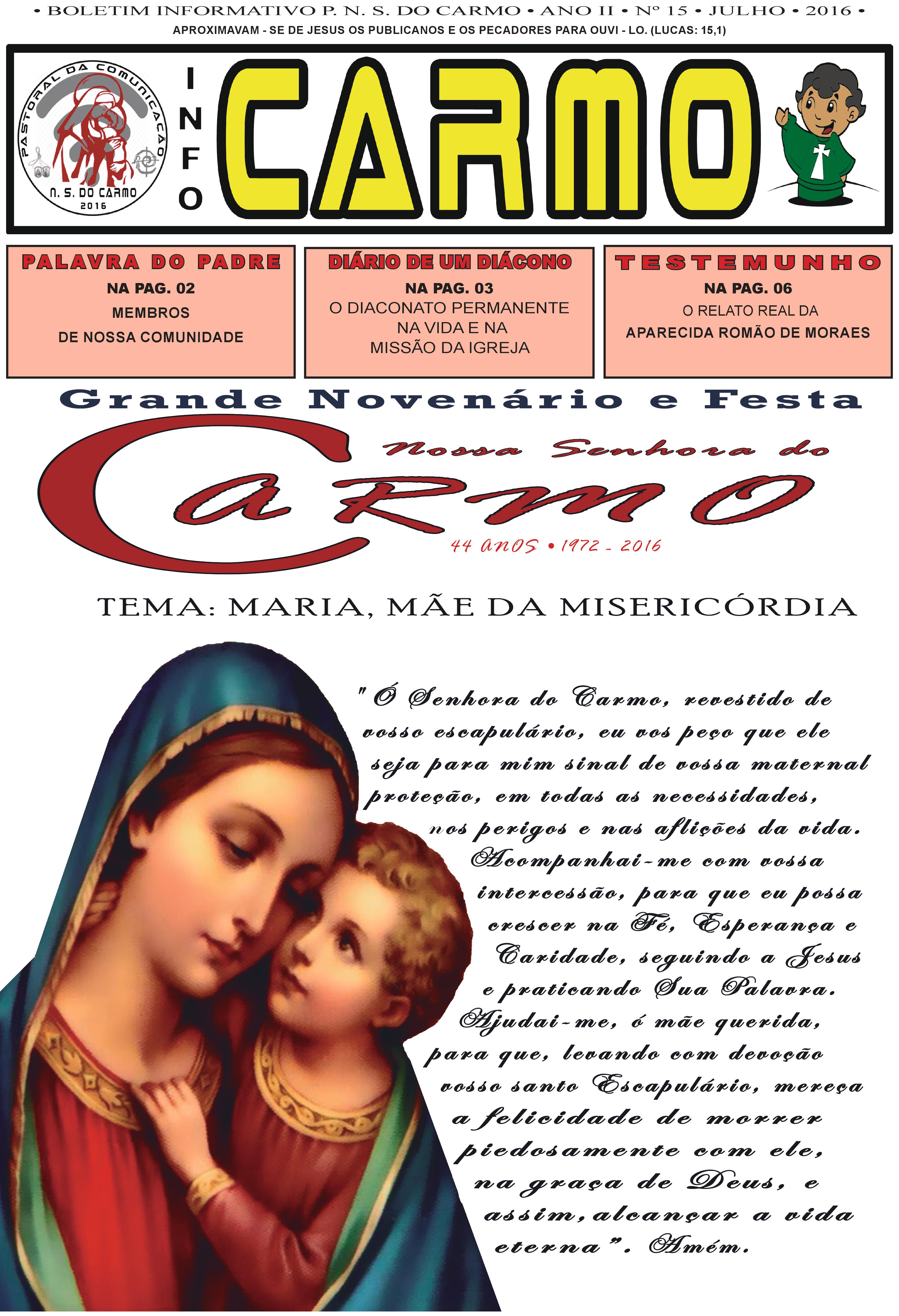 Info Carmo - Jornal da Paróquia Nossa Senhora do Carmo - Vila Paulistana