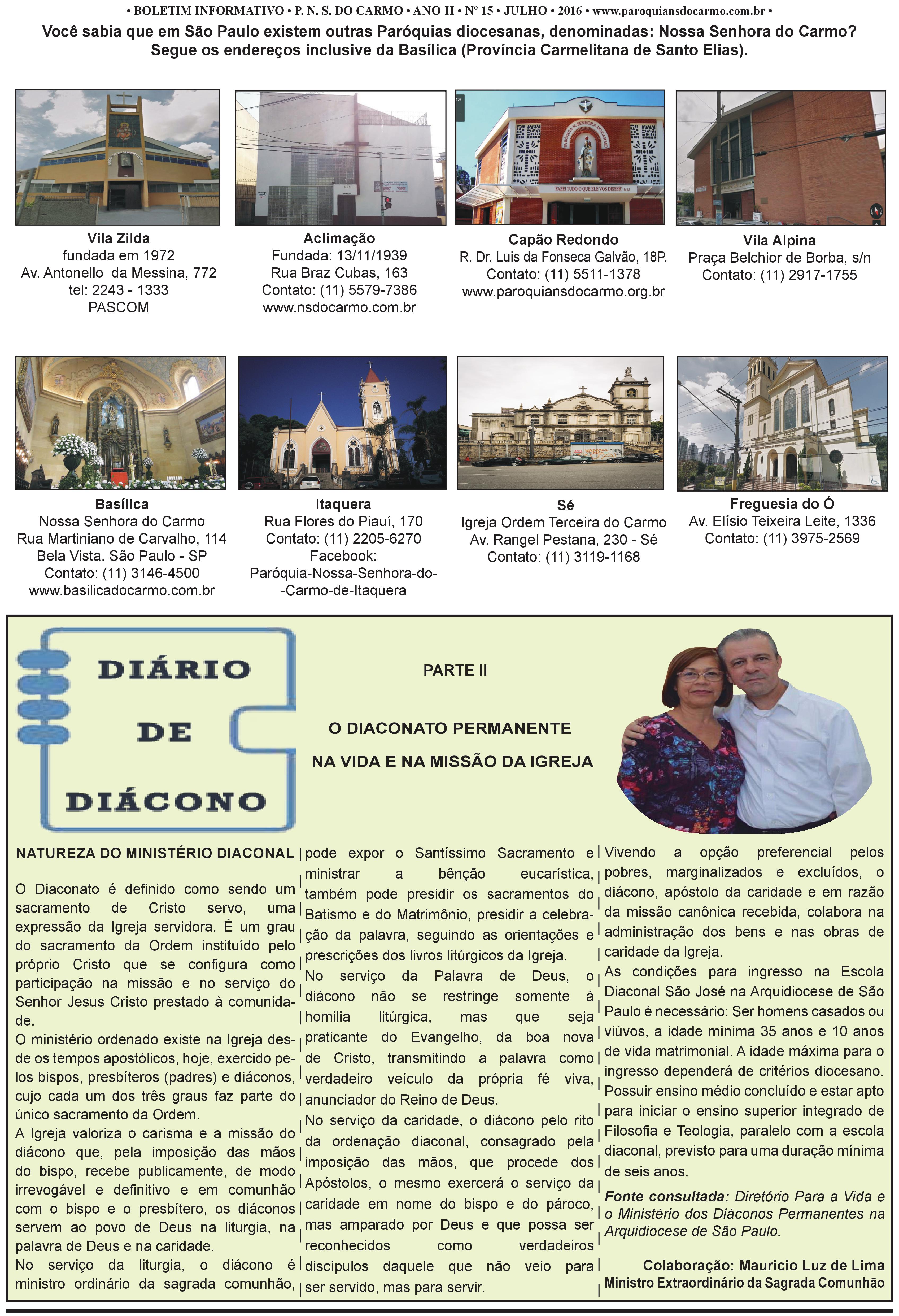 Info Carmo - Jornal da Paróquia Nossa Senhora do Carmo - Vila Paulistana