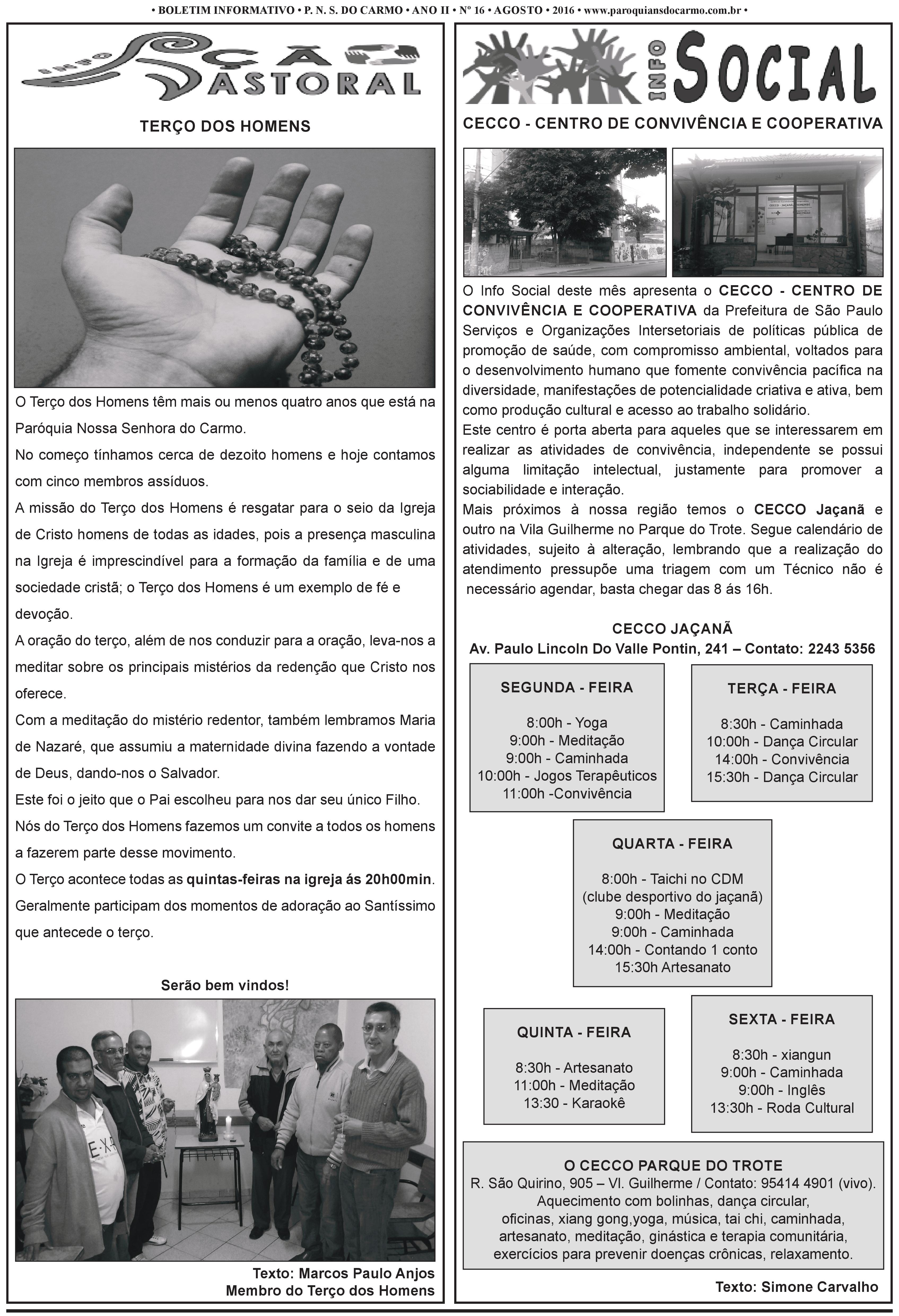 Info Carmo - Jornal da Paróquia Nossa Senhora do Carmo - Vila Paulistana