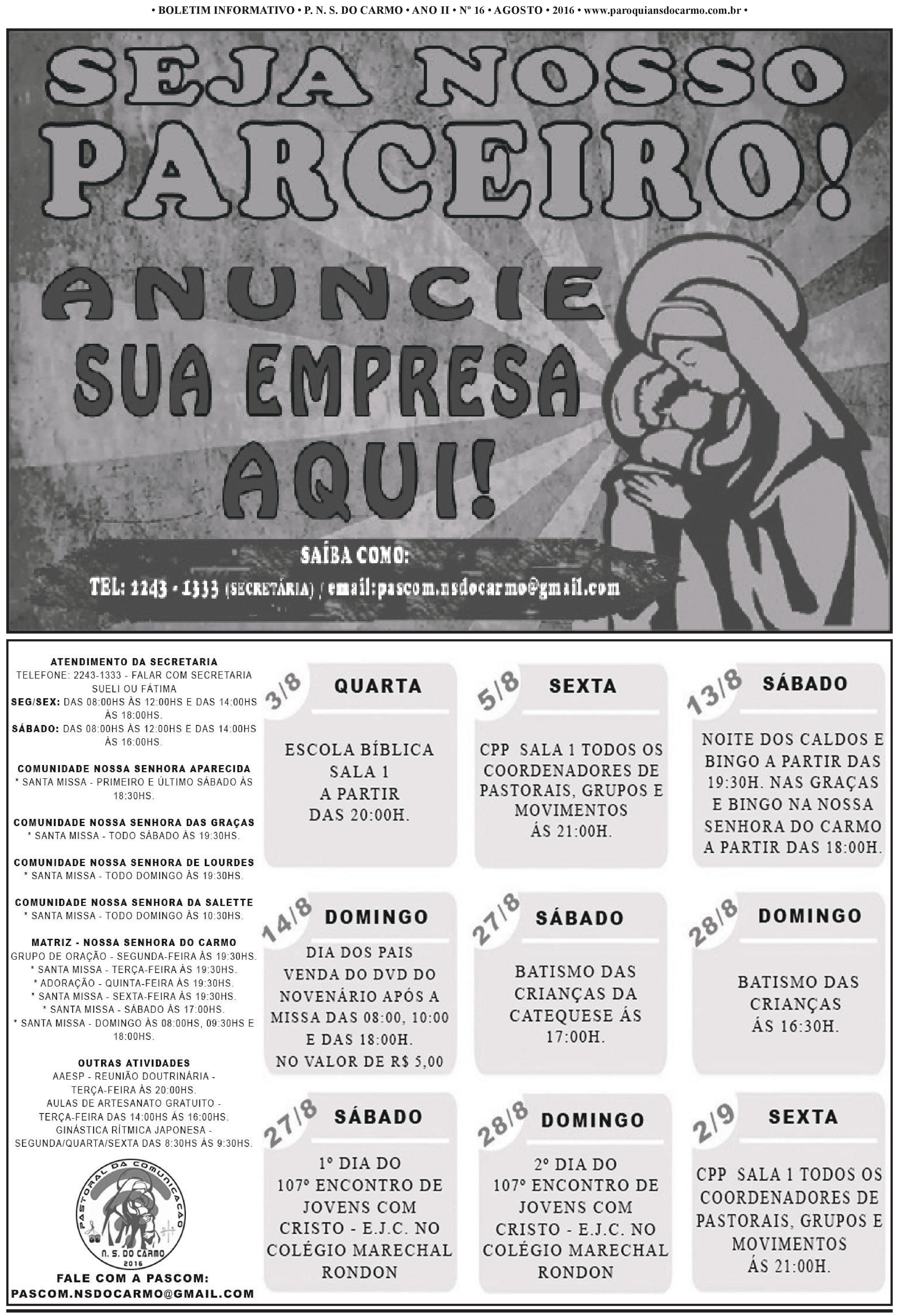 Info Carmo - Jornal da Paróquia Nossa Senhora do Carmo - Vila Paulistana