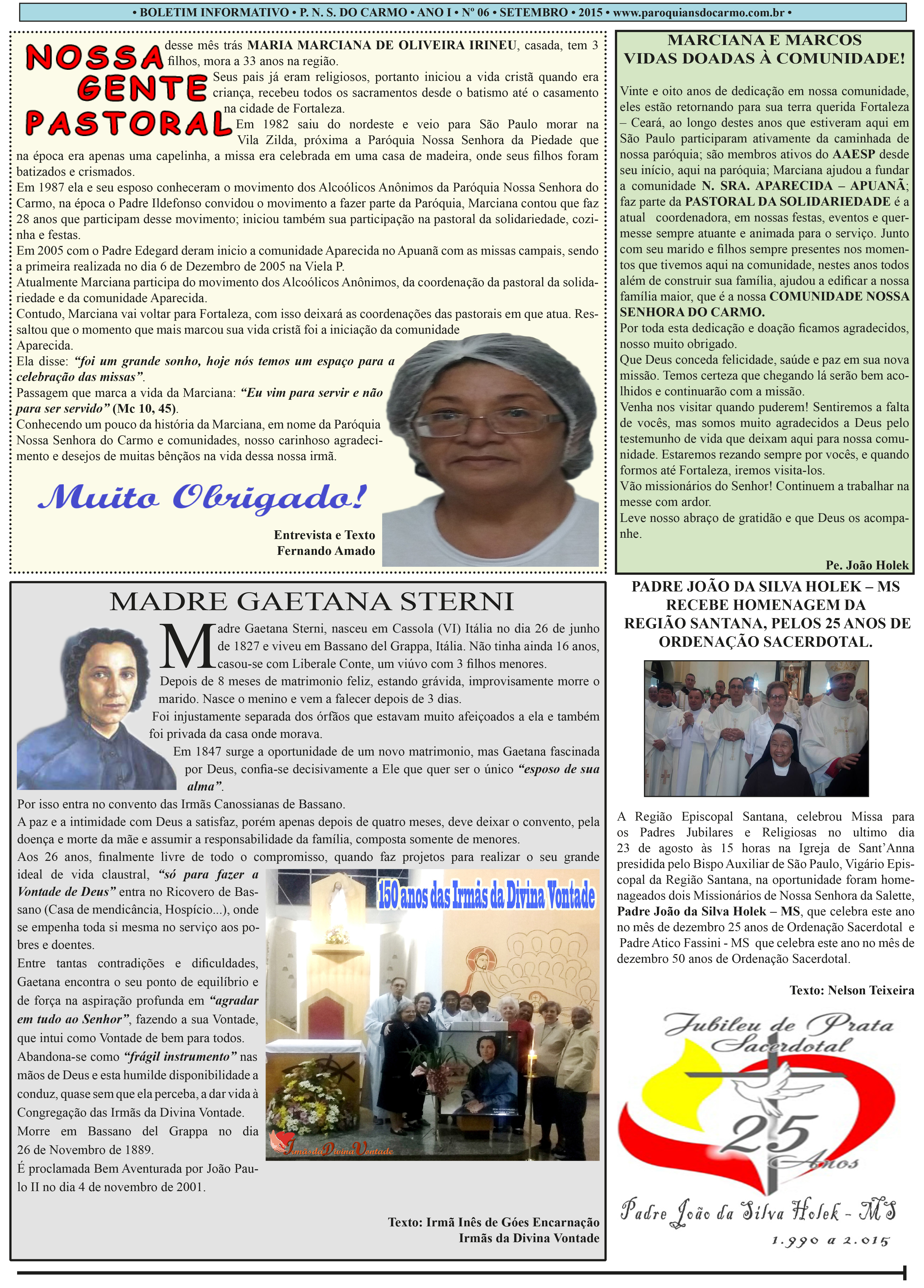 Info Carmo - Jornal da Paróquia Nossa Senhora do Carmo - Vila Paulistana