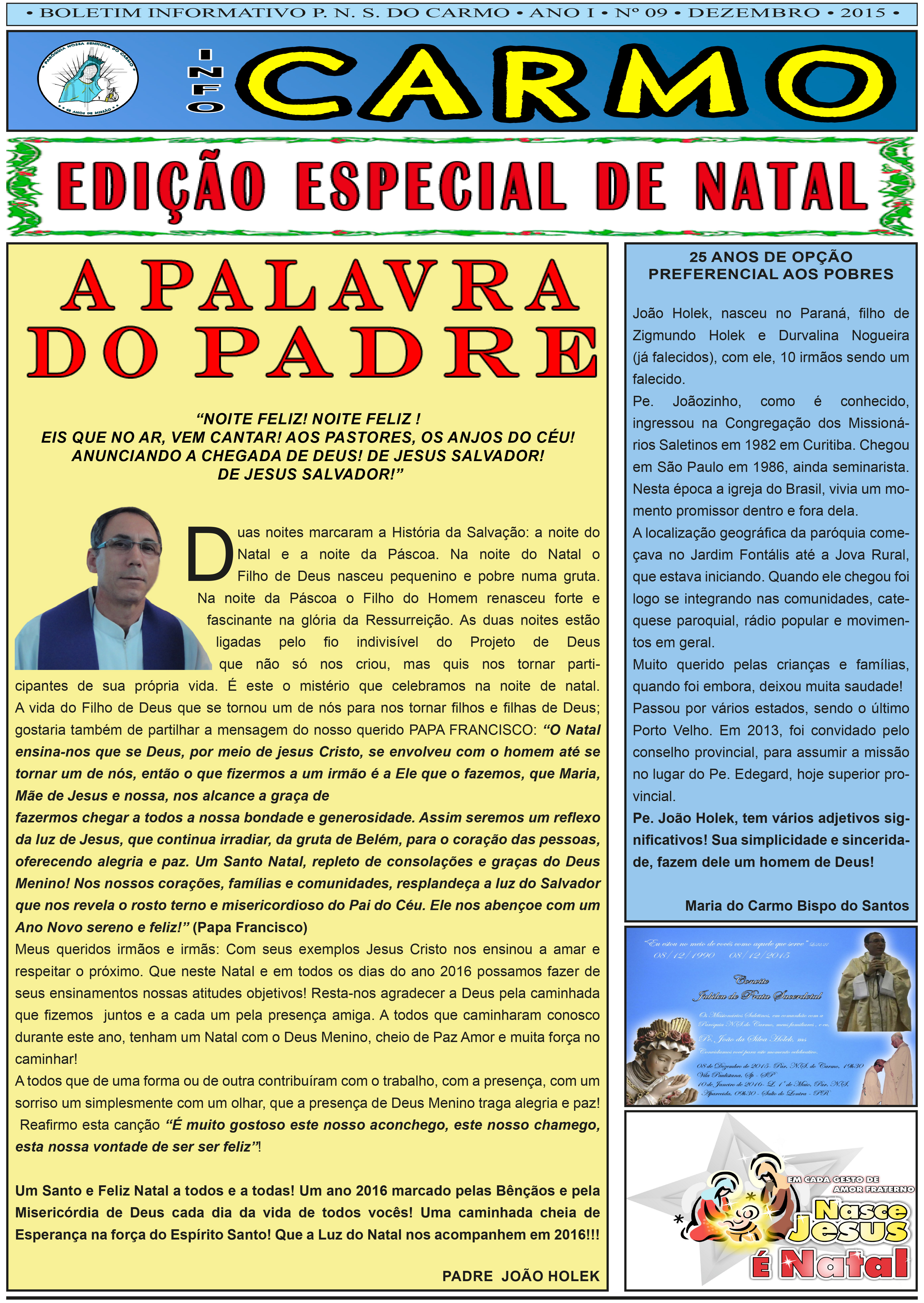 Info Carmo - Jornal da Paróquia Nossa Senhora do Carmo - Vila Paulistana