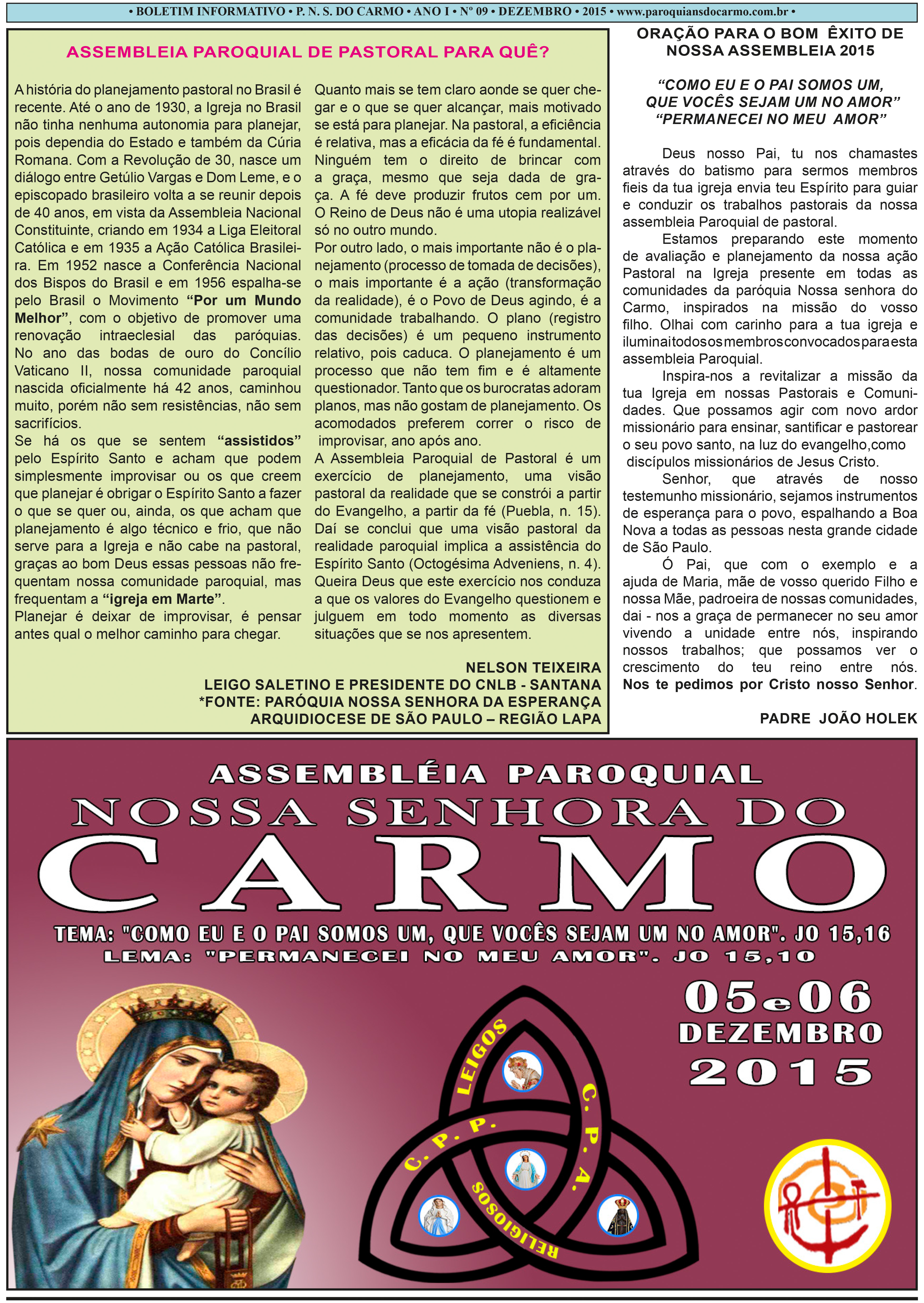 Info Carmo - Jornal da Paróquia Nossa Senhora do Carmo - Vila Paulistana