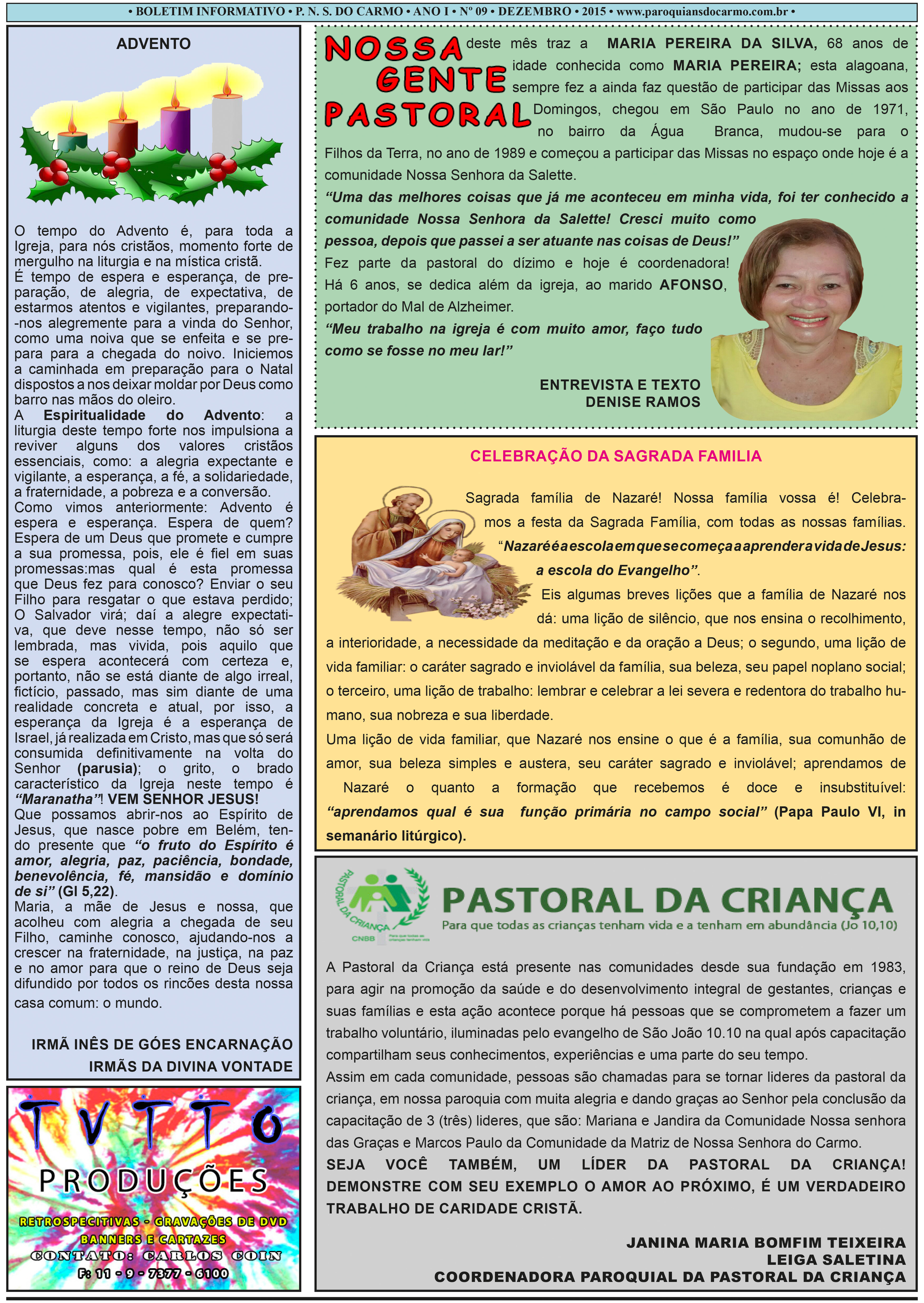 Info Carmo - Jornal da Paróquia Nossa Senhora do Carmo - Vila Paulistana