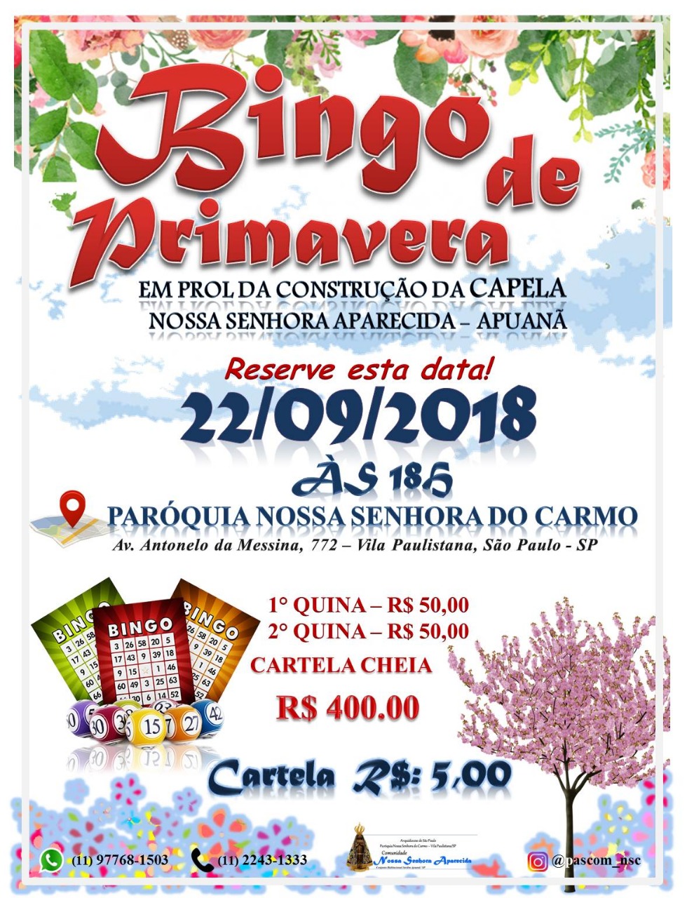 Bingo da primavera - Parquia Nossa Senhora do Carmo